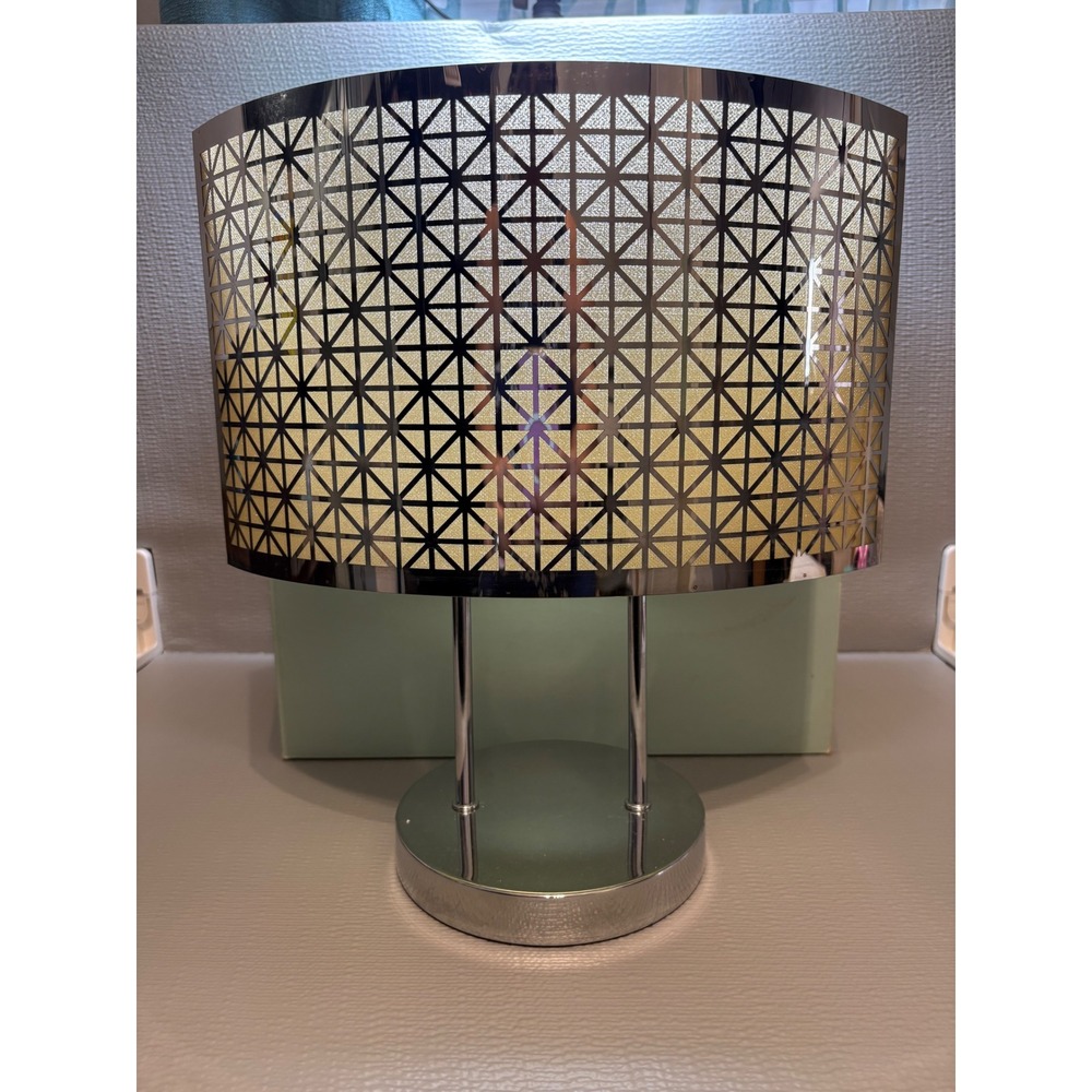 PartyLite Illusions Tealight Lamp Chrome Geometric Metal Modern Decor